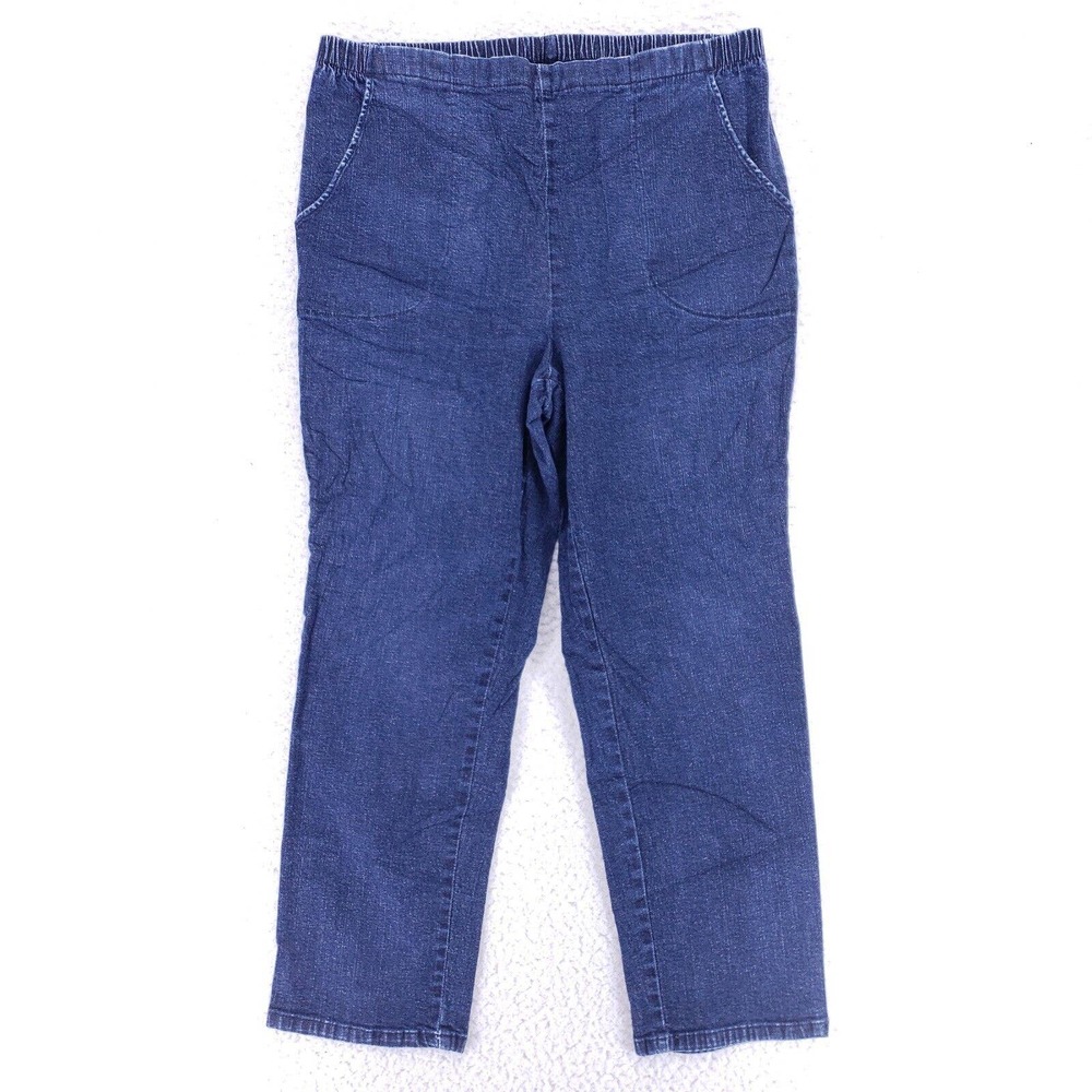 Laura Scott Jeans Denim Cotton Womens SZ 14 Blue Straight Stretch VTG Mid Rise